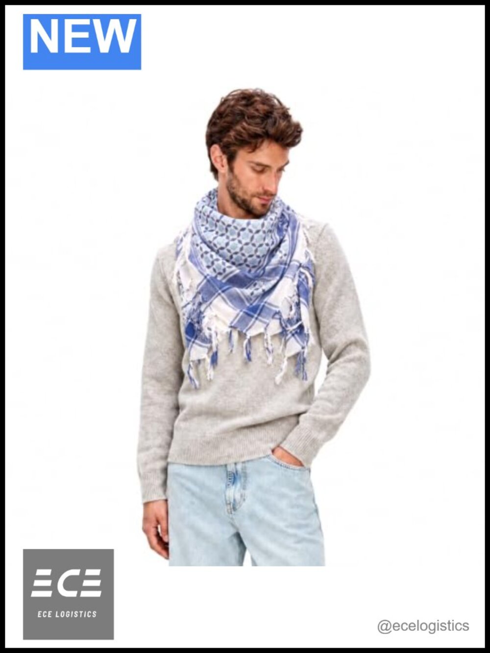 Jewish Sudra Scarf Mosaic 100% Cotton Jacquard Woven 44 x 44 Inch Unisex